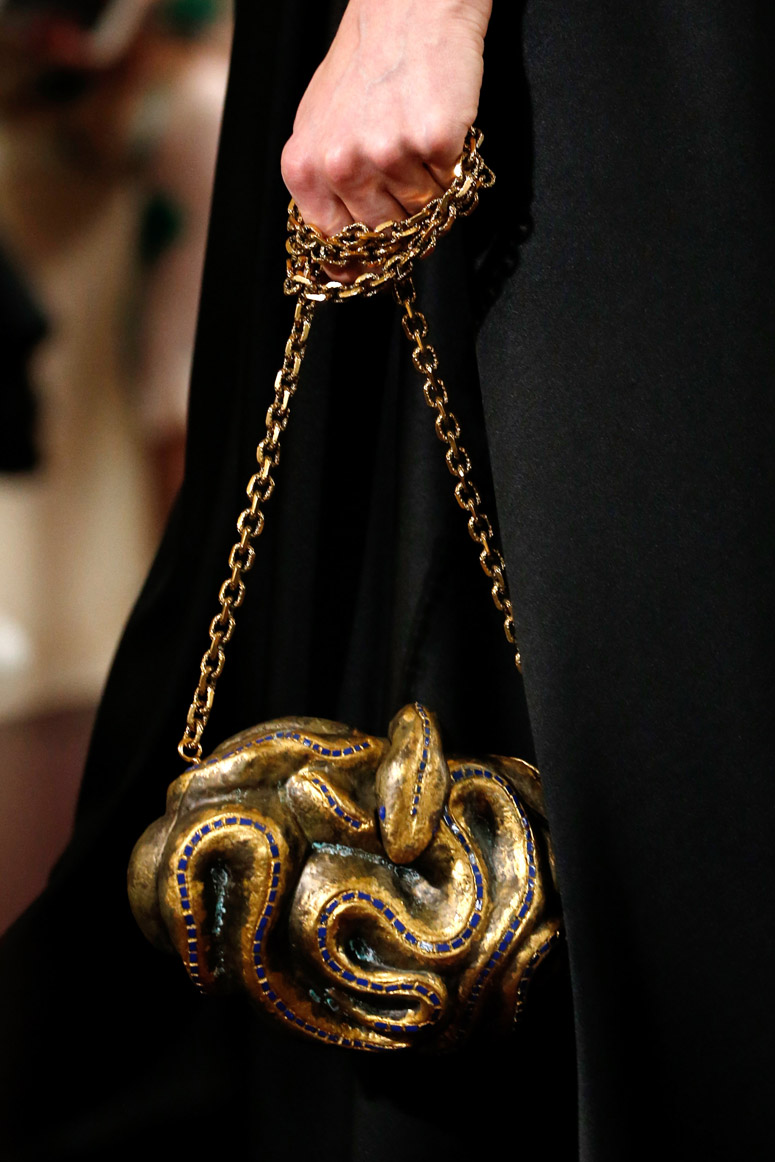 Mandatory Credit: Photo by WWD/REX/Shutterstock (8886420q) Model on the catwalk, bag detail Valentino show, Runway, Fall Winter 2017, Haute Couture Fashion Week, Paris, France - 05 Jul 2017